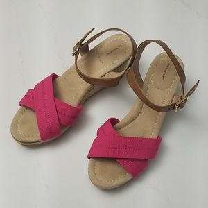 Leather Strap Espadrille Wedges